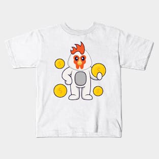 Cute chicken holding coin. Kids T-Shirt